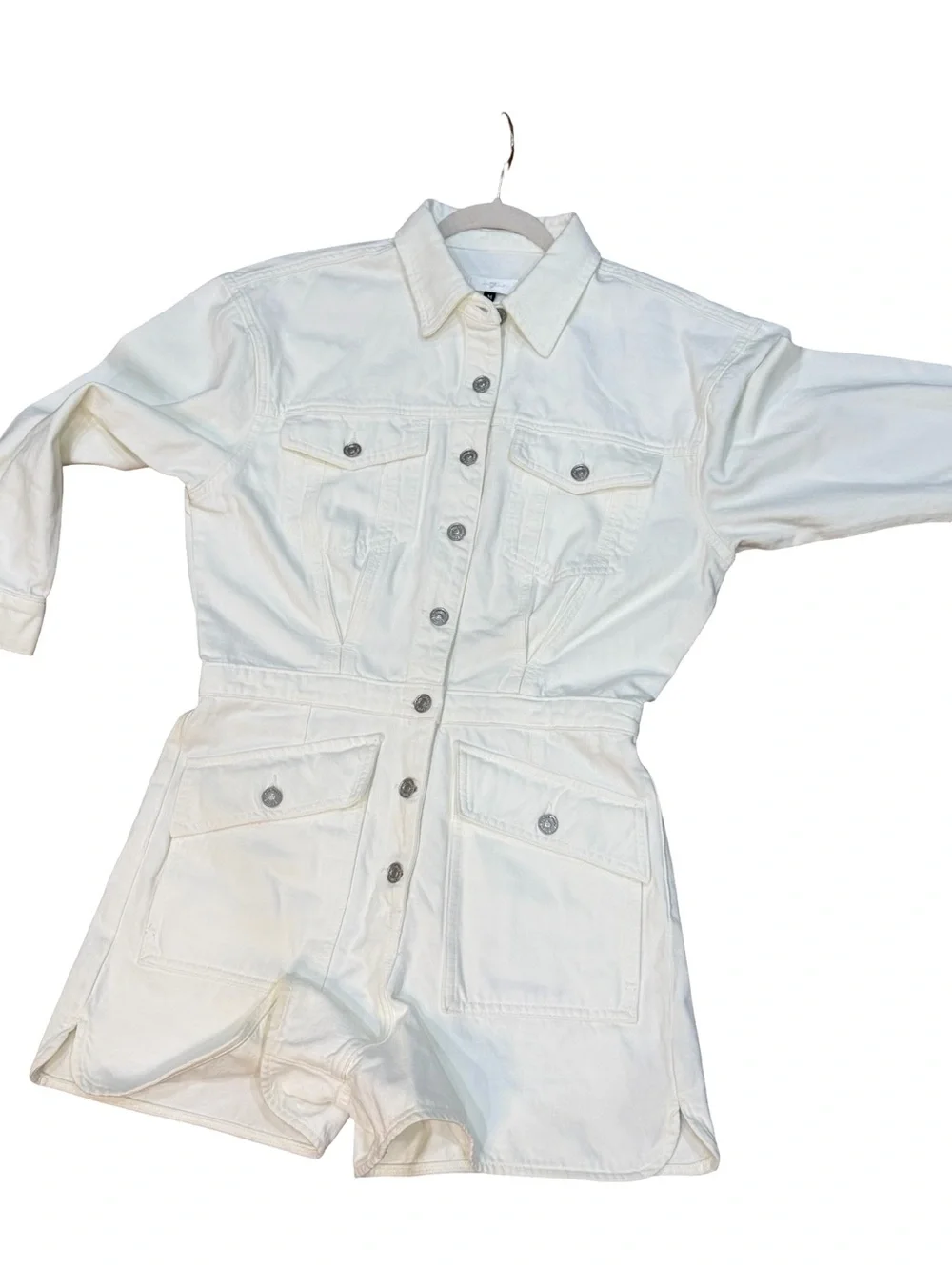 🤍 7 For All‎ Mankind Surplus White Romper Size Medium Utility Short Jumpsuit